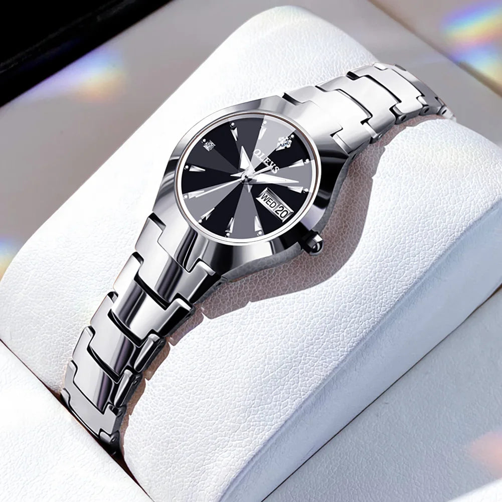 RBB Men’s Luxury Quartz Watch – Tungsten Steel Case & Strap, Luminous, Date & Week Display, Waterproof