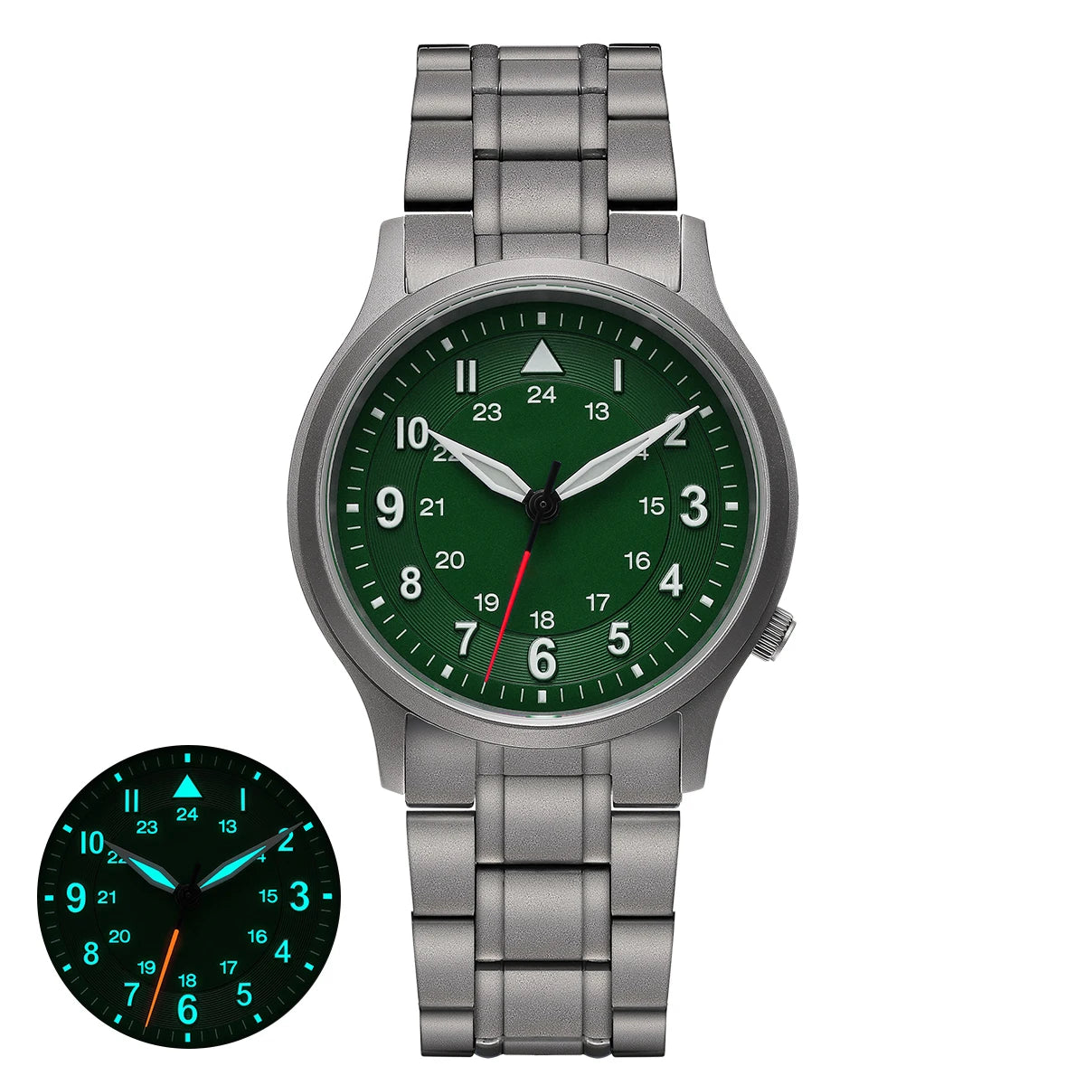 RBB Full Titanium Pilot Men's Watch – VH31 Quartz, Sapphire Glass, Super Luminous, Lightweight Sport Wristwatch