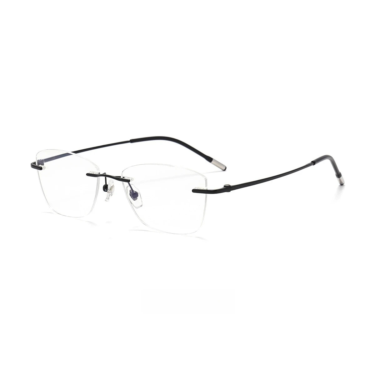 RBB Cat-Eye Rimless Optical Eyeglasses – Ultra-Light Pure Titanium Frame for Women