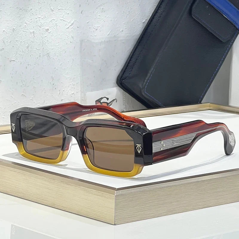 RBB Thick Acetate Rectangle Sunglasses – UV400 Gradient Lenses, Unisex Luxury Designer Shades