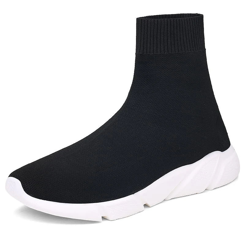 Classic Black High-Top Running Sneakers – Lightweight Slip-On Trainers for Men & Women