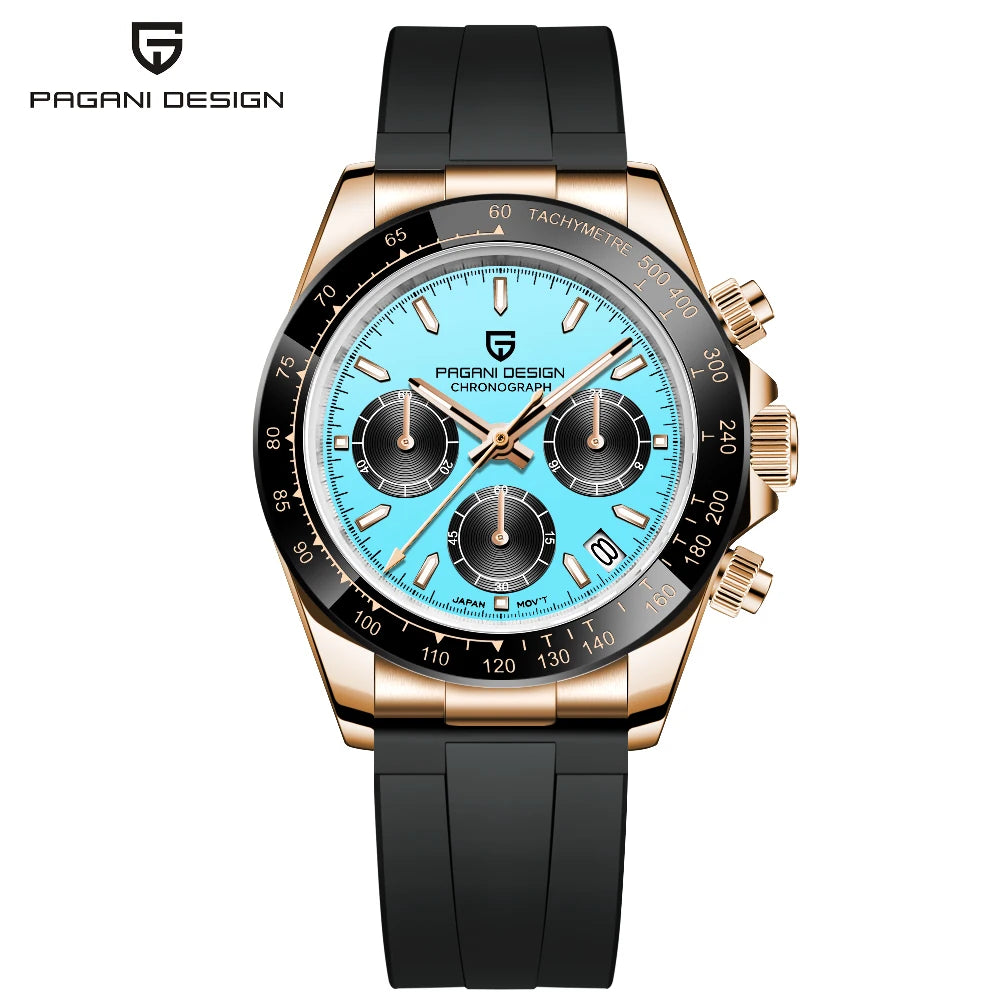 RBB DESIGN 2025 Men’s Luxury Quartz Chronograph Watch – Waterproof 100m Automatic Date Sports Wristwatch