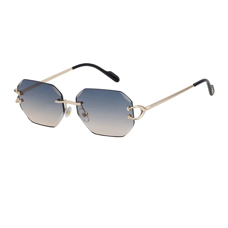 RBB Luxury Rimless Sunglasses – Unisex Stylish Metal Frame Vintage UV400 Mirror Shades