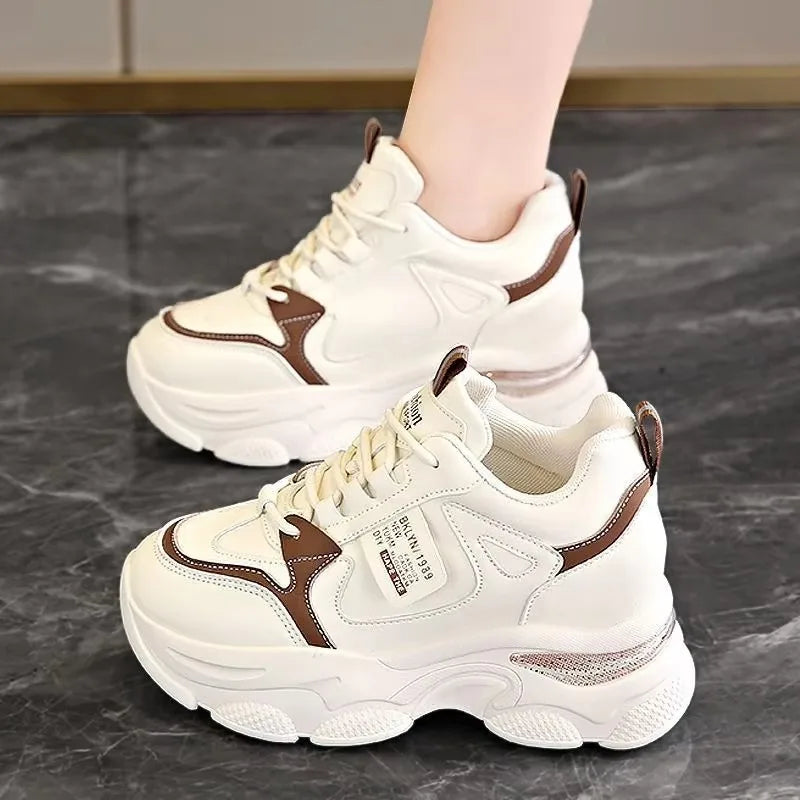 Women’s White Sport Sneakers – Thick Sole, Ultra-Light Platform, Casual & Running Shoes (Spring/Autumn 2025)