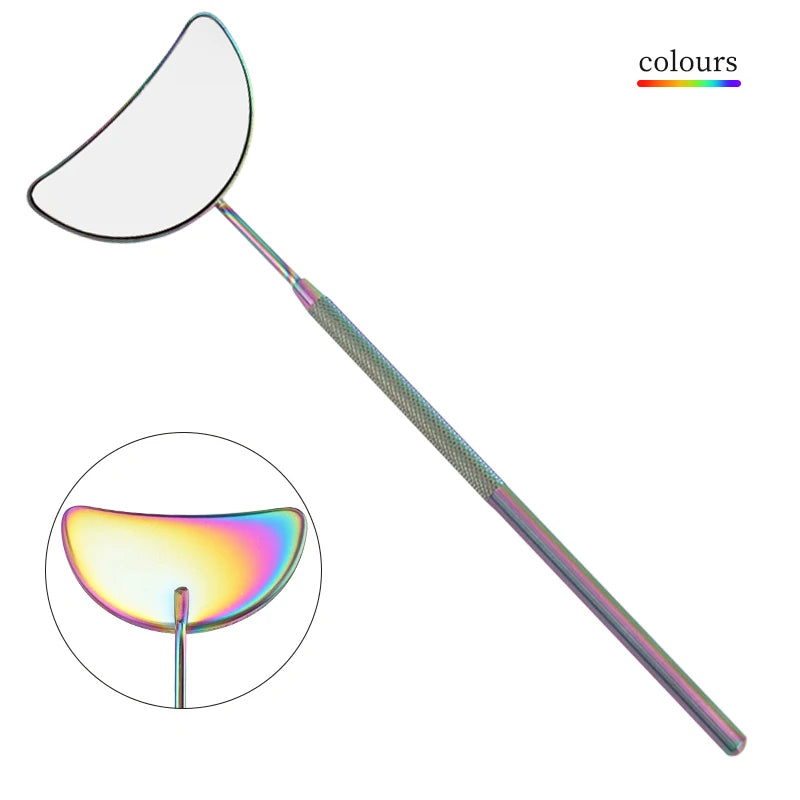 1Pc Moon-Shaped Eyelash Extension Inspection Mirror – Detachable Stainless Steel Lash Tool