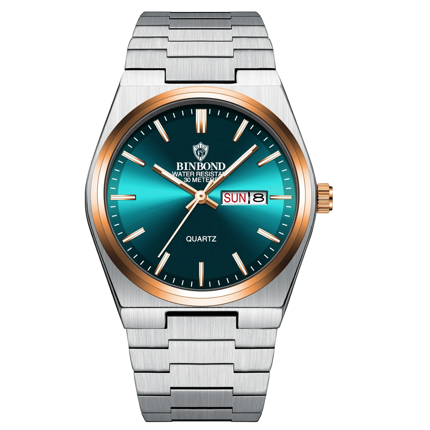 RBB Luxury Men’s Quartz Watch – Stainless Steel, Date & Week Display, Waterproof, Luminous