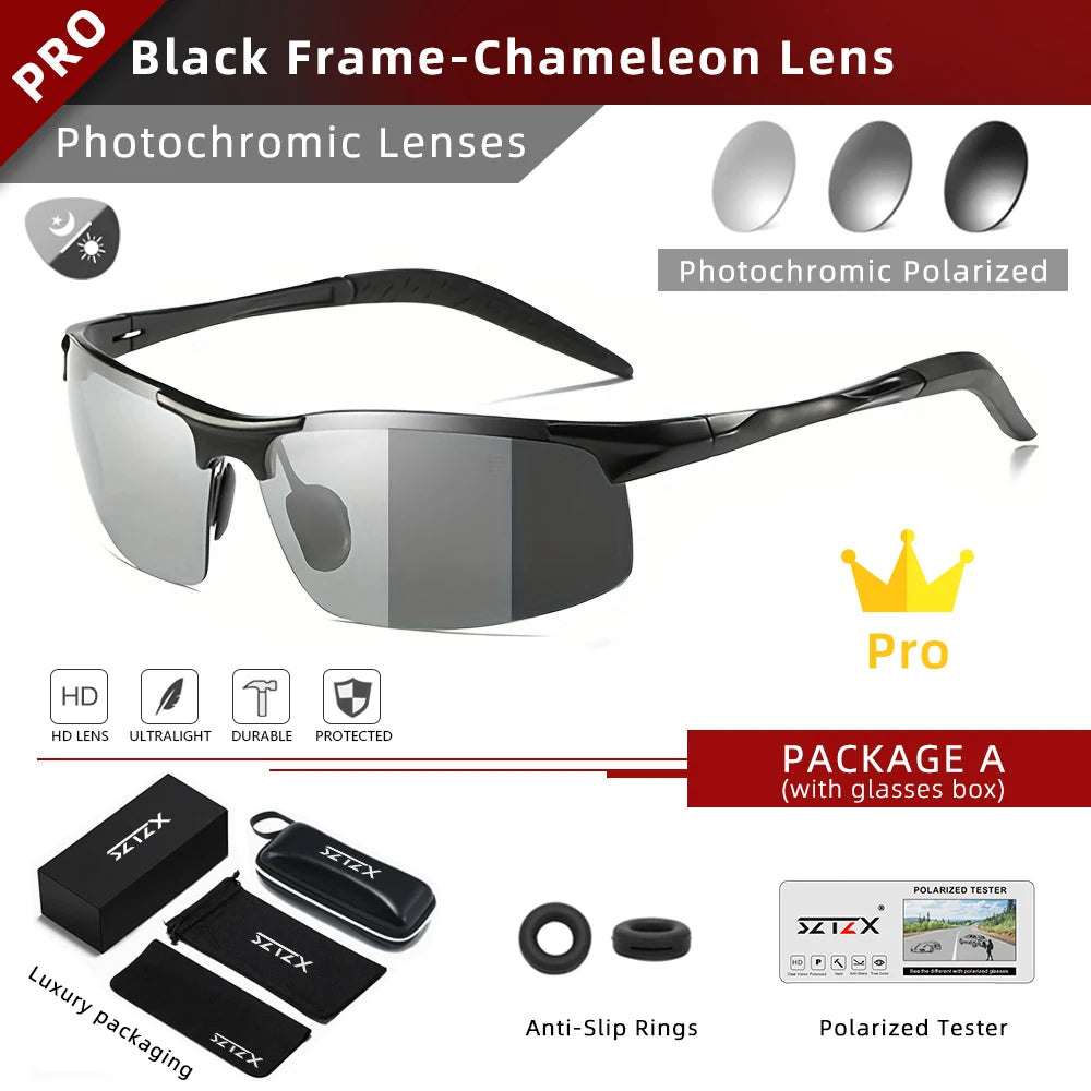 RBB Rimless Aluminium Outdoor Sport Sunglasses – Photochromic Polarized UV Protection for Men