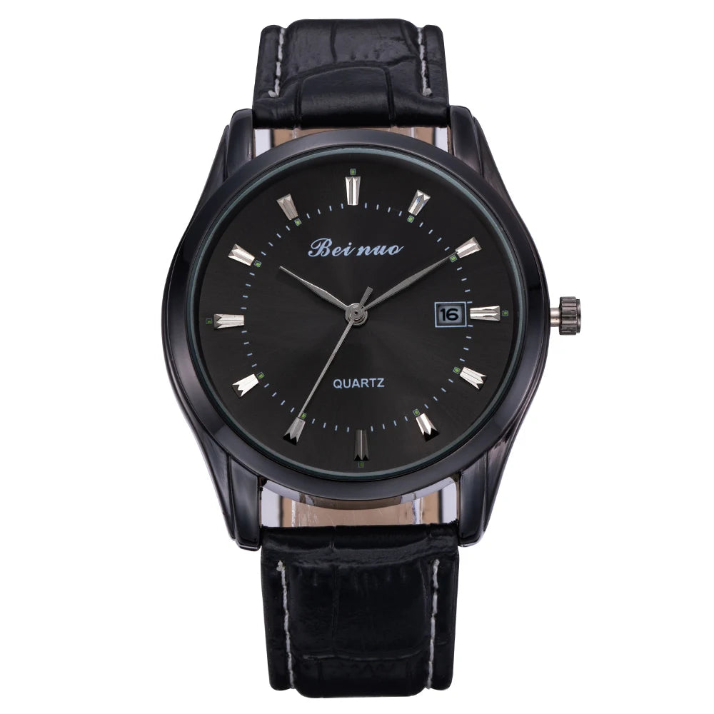 RBB Men’s Luxury Quartz Watch – Fashion Casual Leather Strap with Calendar
