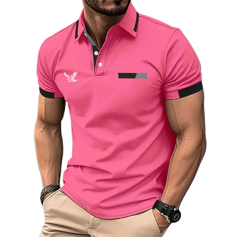 RBB Men’s Color Block Golf Polo Shirt – Casual Lapel Collar, Short Sleeve, Patchwork Design | Spring & Summer Regular Fit