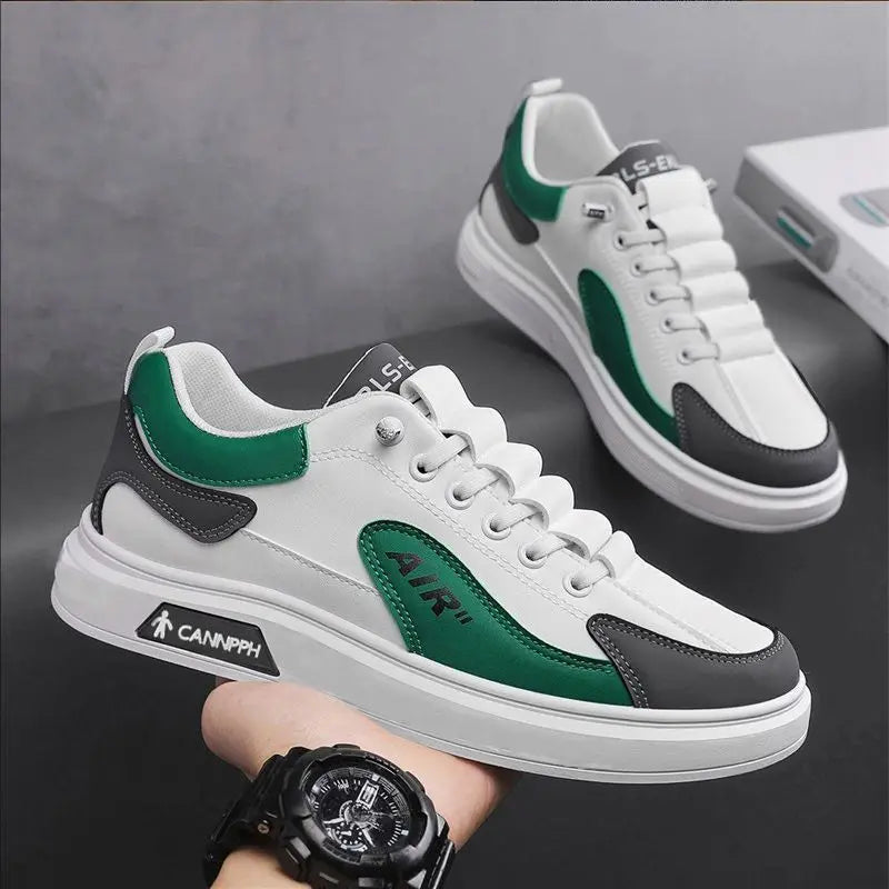 RBB 2025 Summer & Autumn Men’s Leather Low-Cut Running Shoes – Casual Fashion Sports Sneakers