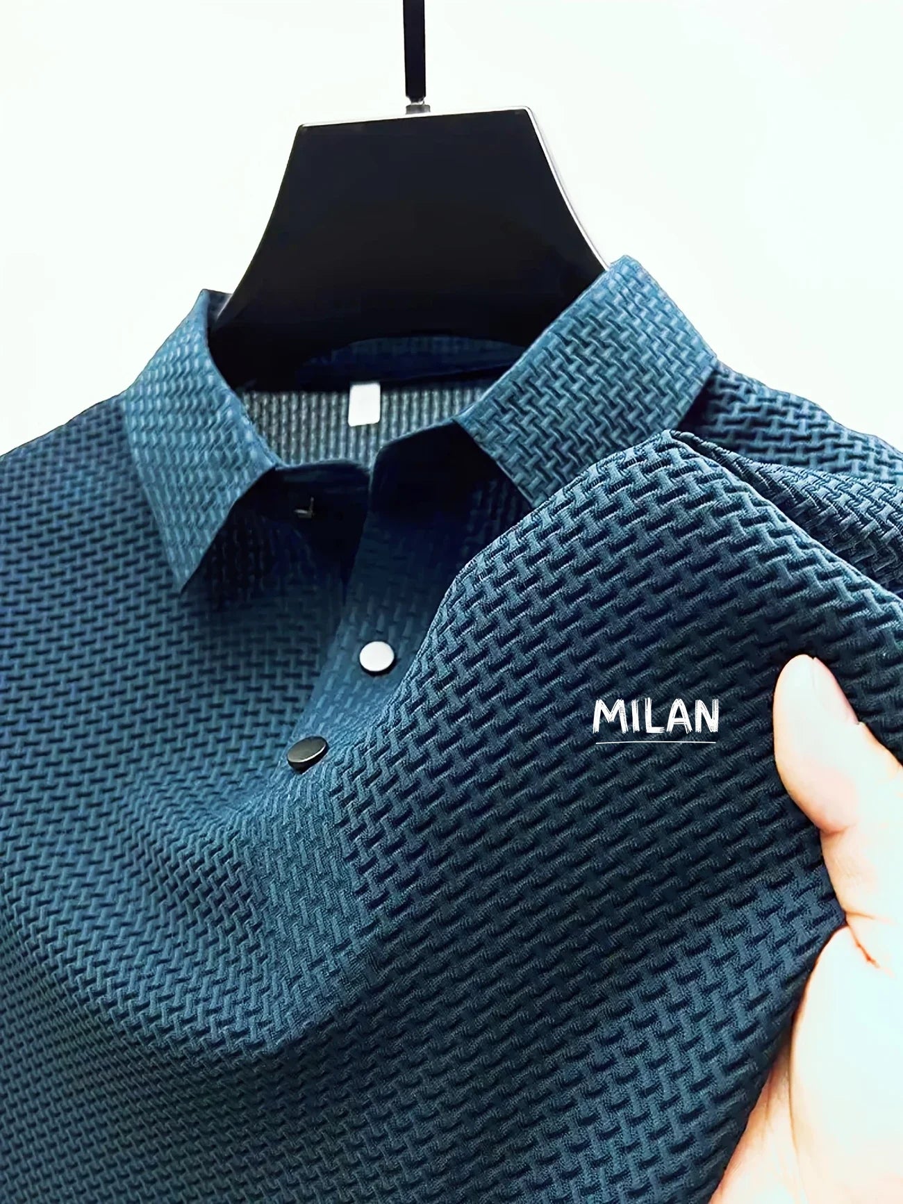 RBB Classic Men’s Polo Shirt – Milan-Inspired Pattern, Soft & Breathable Quick-Dry Fabric | Casual Short Sleeve T-Shirt