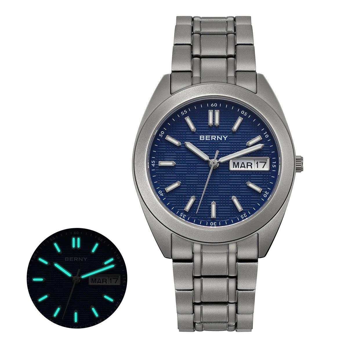 RBB Titanium Men’s Quartz Watch – Date & Week Calendar, Sapphire Crystal, Super Luminous, 38mm, 10ATM Waterproof