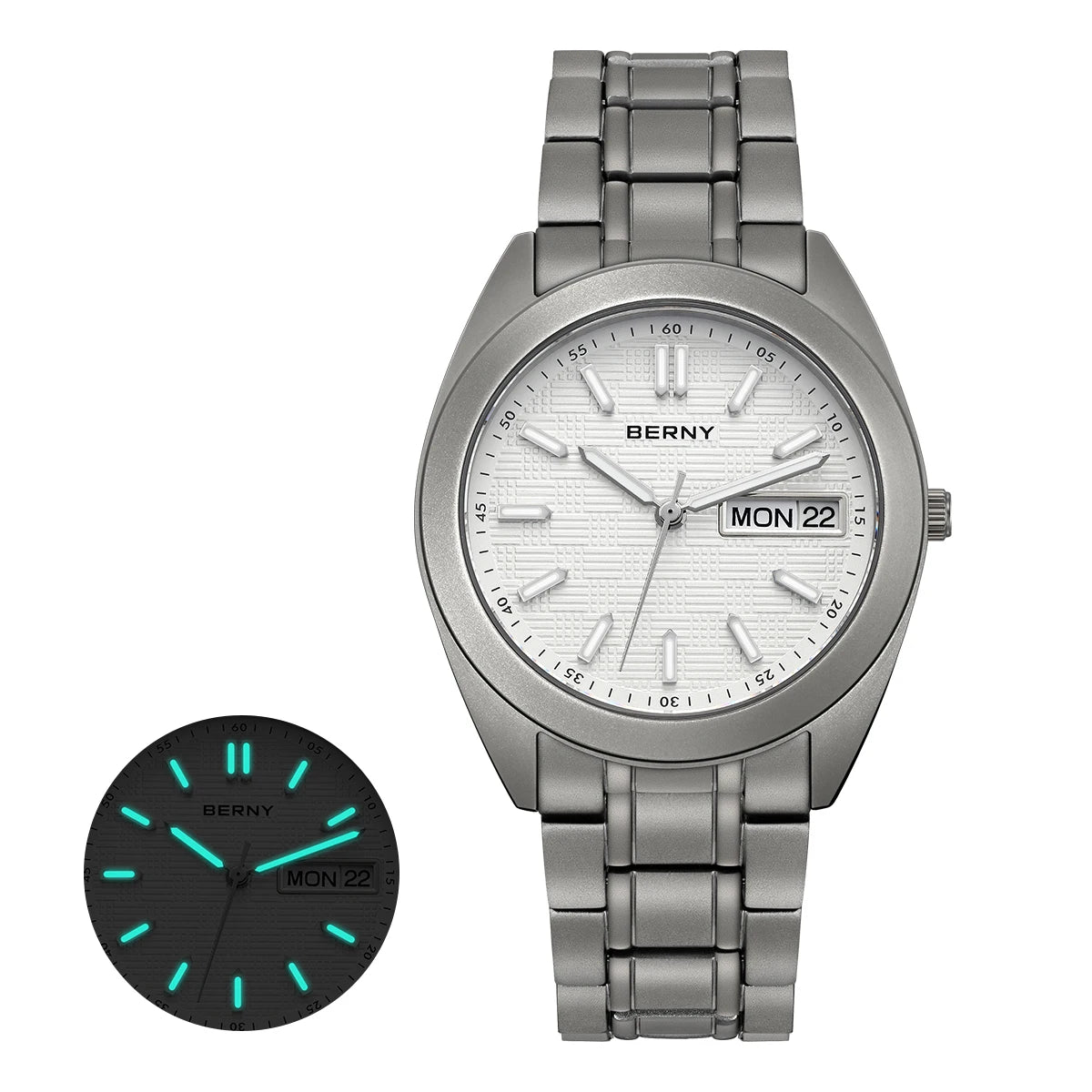 RBB Titanium Men’s Quartz Watch – Date & Week Calendar, Sapphire Crystal, Super Luminous, 38mm, 10ATM Waterproof