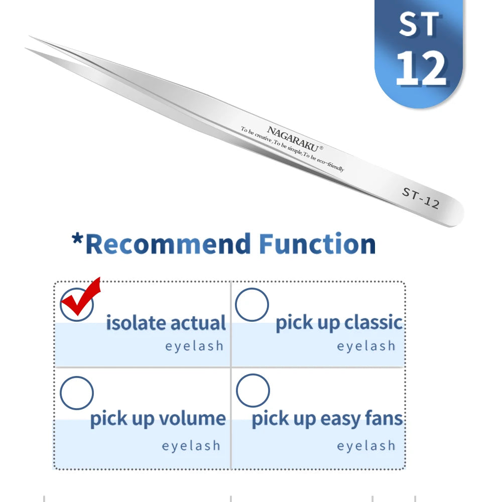 Stainless Steel Eyelash Extension Tweezers – 3D Precision Lash Applicator Tool