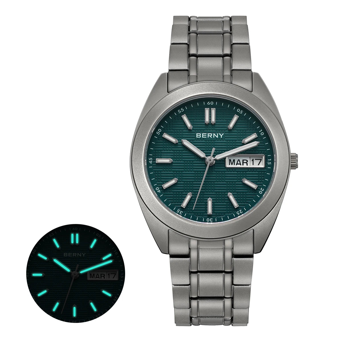 RBB Titanium Men’s Quartz Watch – Date & Week Calendar, Sapphire Crystal, Super Luminous, 38mm, 10ATM Waterproof