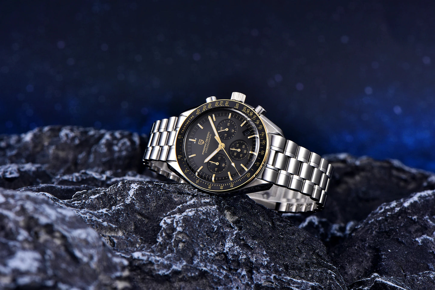 RBB PD-2024 Men’s Luxury Quartz Chronograph – Sapphire Glass, Auto Date, Speed Timer, Stainless Steel Wristwatch