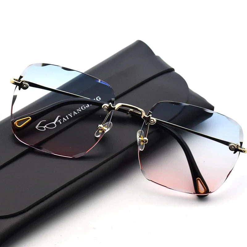 RBB Women’s Rimless Sunglasses – UV400 Gradient Summer Shades