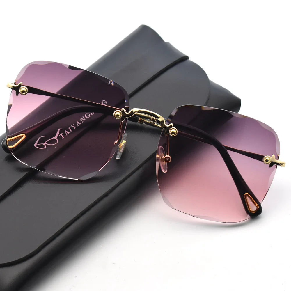 RBB Women’s Rimless Sunglasses – UV400 Gradient Summer Shades