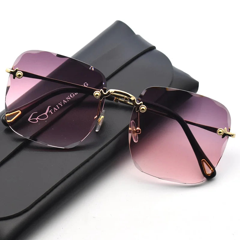 RBB Women’s Rimless Sunglasses – UV400 Gradient Summer Shades