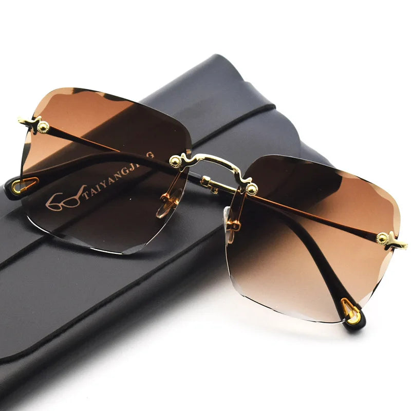 RBB Women’s Rimless Sunglasses – UV400 Gradient Summer Shades