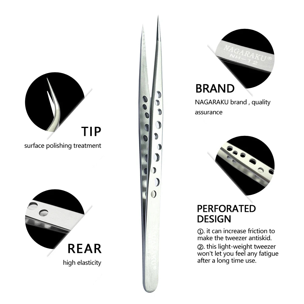 Stainless Steel Eyelash Extension Tweezers – 3D Precision Lash Applicator Tool