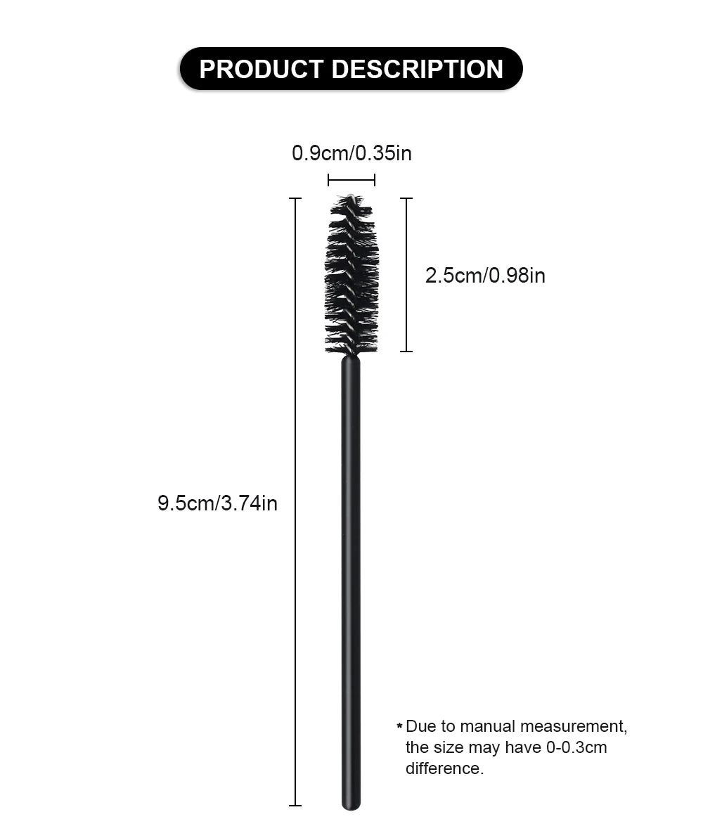 50Pcs Disposable Eyelash & Eyebrow Brushes – Soft Crystal Head Mascara Wands