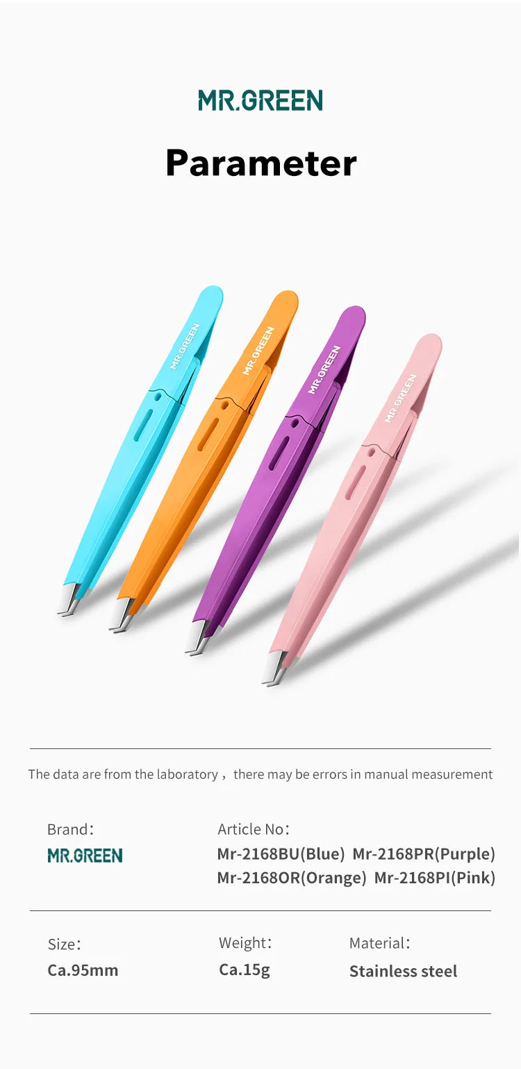 Colorful Stainless Steel Eyebrow Tweezer – Precision Slanted Tip for Fine Hair Removal & Makeup