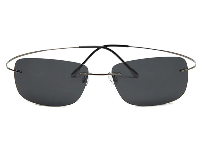 RBB Rimless Square Polarized Sunglasses – Ultralight Pure Titanium Driving Eyewear for Men