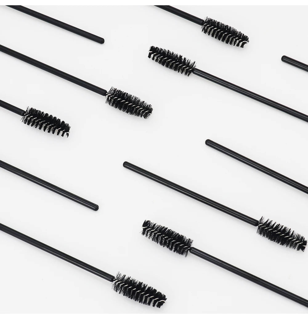 50Pcs Disposable Eyelash & Eyebrow Brushes – Soft Crystal Head Mascara Wands