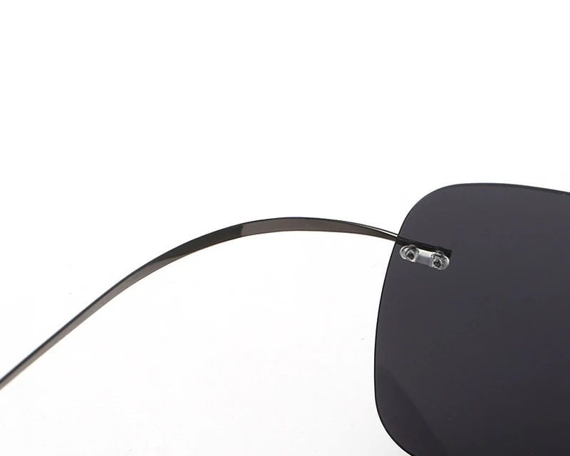 RBB Rimless Square Polarized Sunglasses – Ultralight Pure Titanium Driving Eyewear for Men