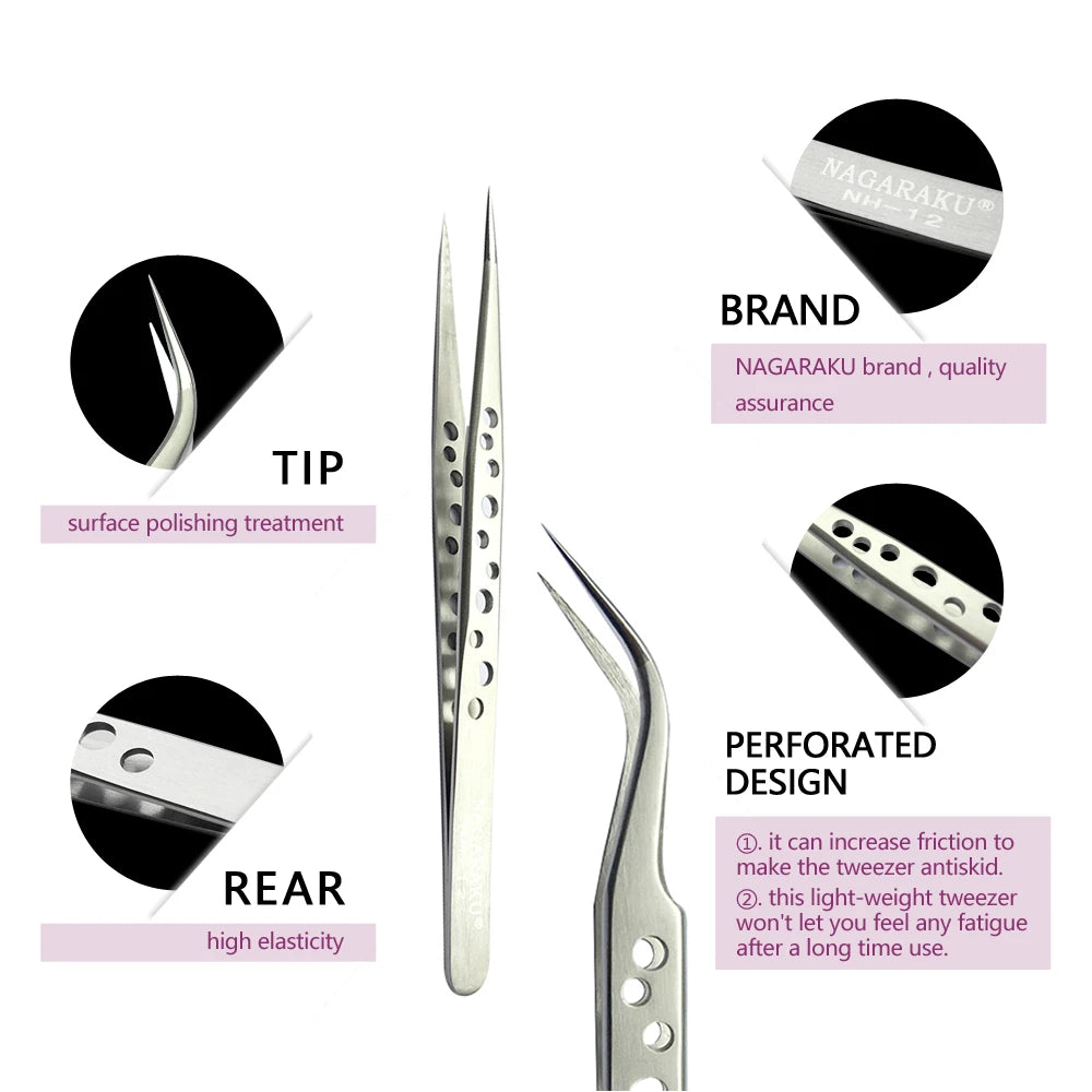 Stainless Steel Eyelash Extension Tweezers – 3D Precision Lash Applicator Tool