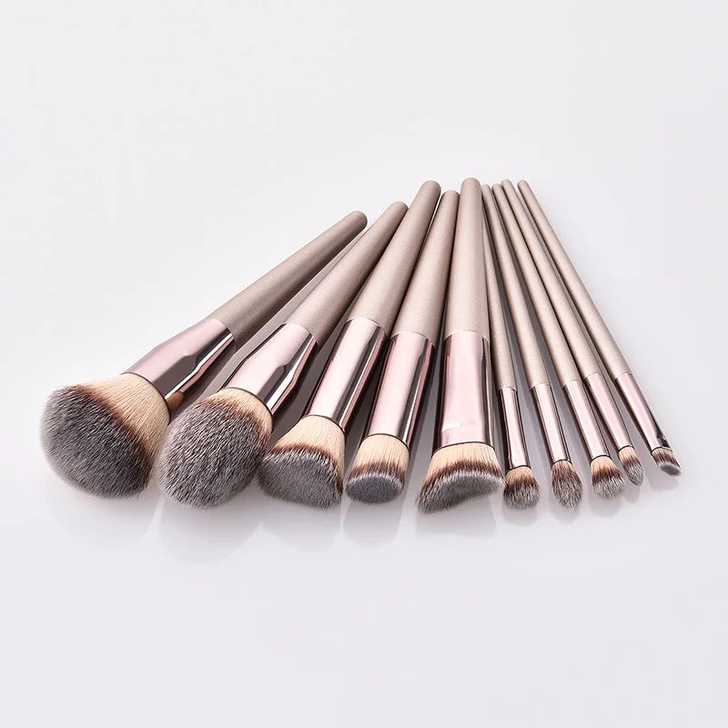 Hot Champagne Makeup Brush Set – Foundation, Blush, Eyeshadow & Blending Tools