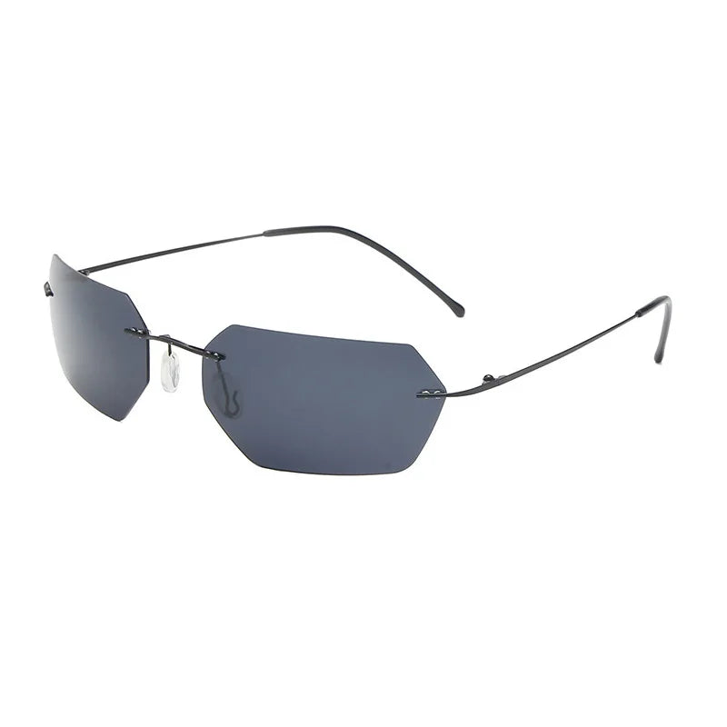 RBB Rimless Titanium Polarized Sunglasses – Ultra-Light Polygonal Design for Men & Women