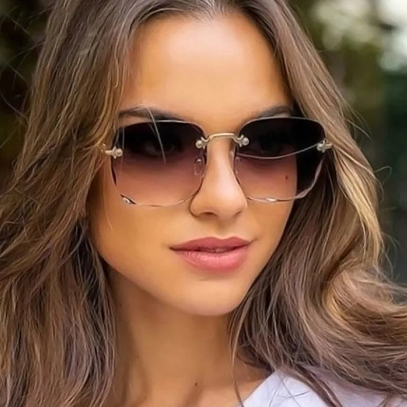 RBB Women’s Rimless Sunglasses – UV400 Gradient Summer Shades