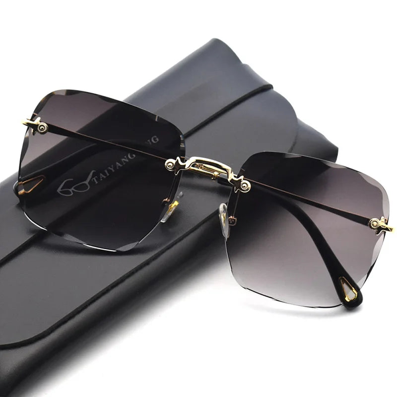 RBB Women’s Rimless Sunglasses – UV400 Gradient Summer Shades
