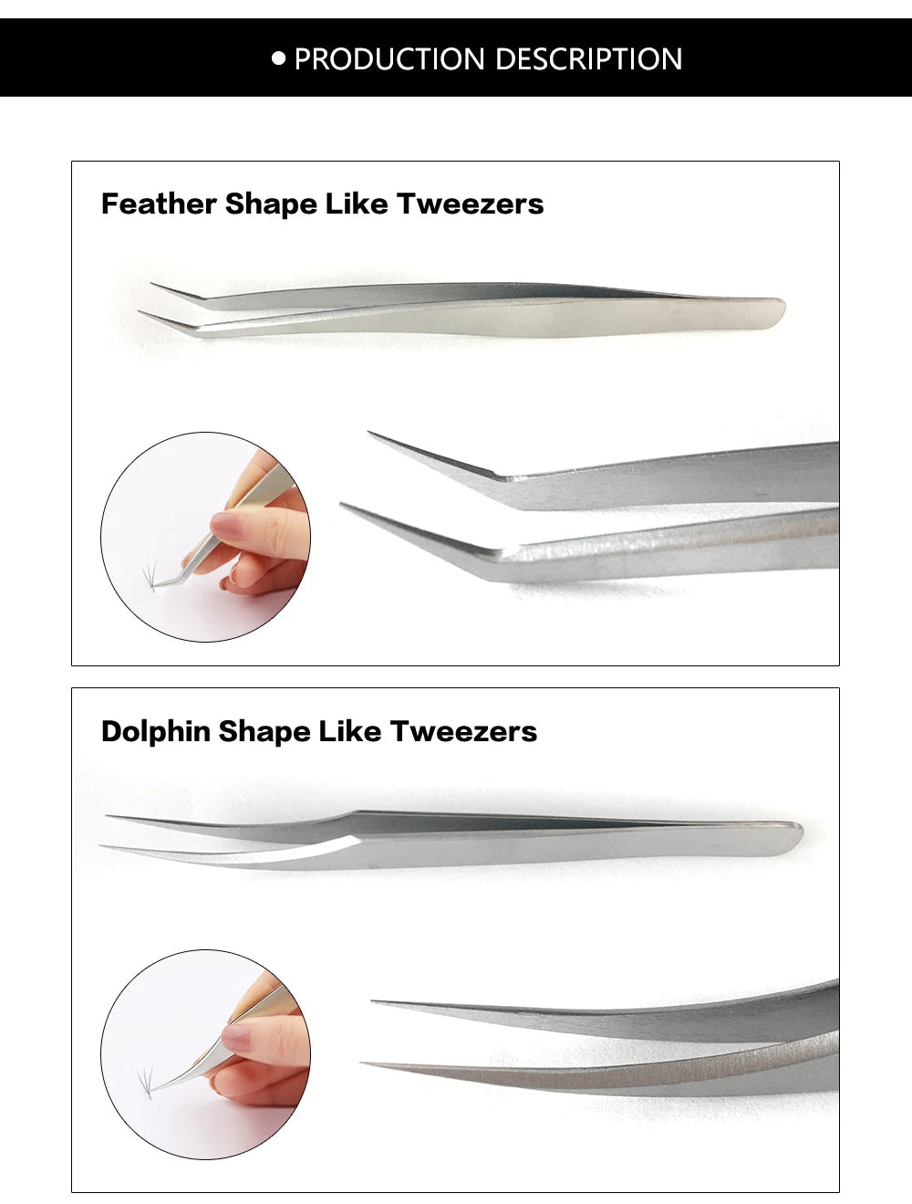 Stainless Steel Eyelash Extension Tweezers – 3D Precision Lash Applicator Tool