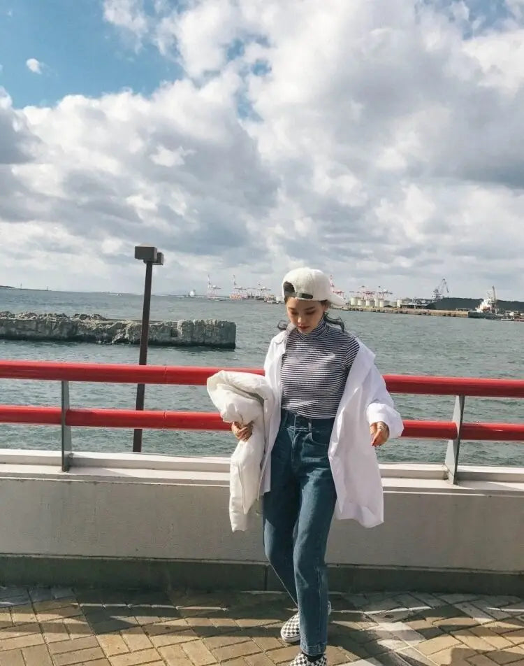 RBB Women's Oversized Minimalist White Shirt – Long Sleeve Button-Up Tunic Blouse