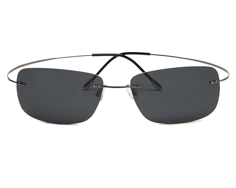 RBB Rimless Square Polarized Sunglasses – Ultralight Pure Titanium Driving Eyewear for Men
