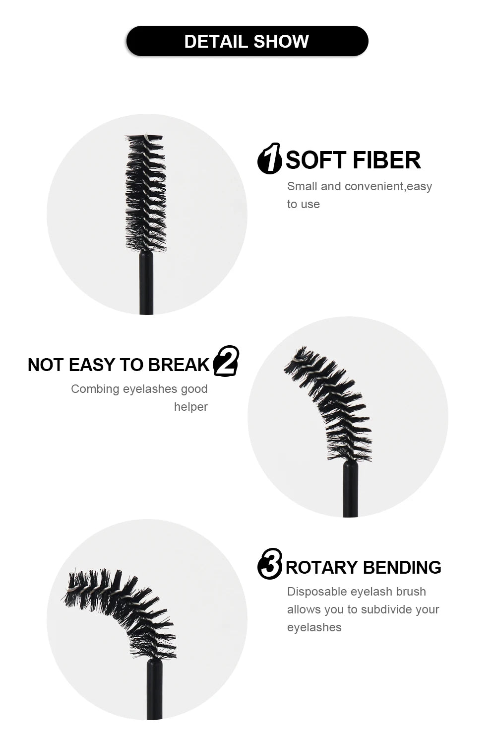 50Pcs Disposable Eyelash & Eyebrow Brushes – Soft Crystal Head Mascara Wands