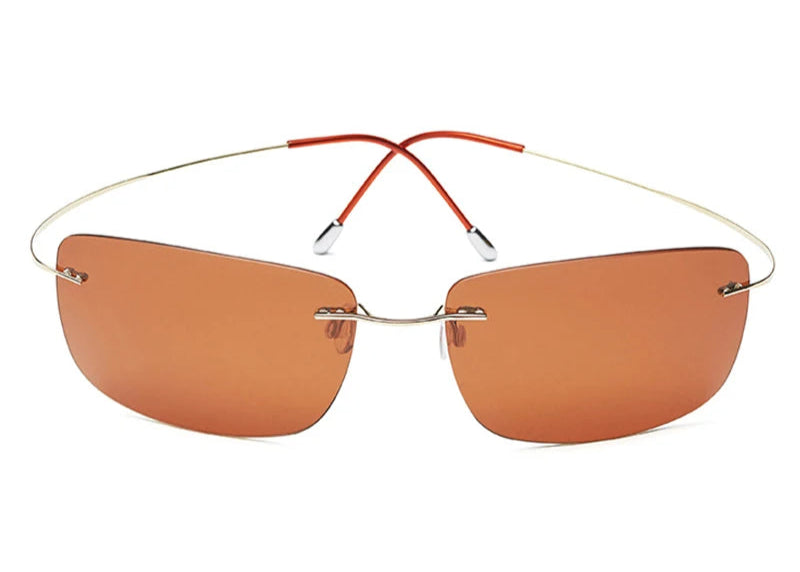RBB Rimless Square Polarized Sunglasses – Ultralight Pure Titanium Driving Eyewear for Men