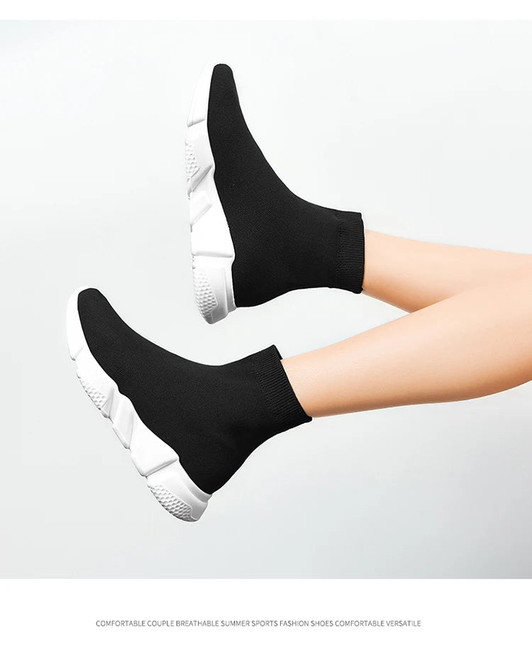 Classic Black High-Top Running Sneakers – Lightweight Slip-On Trainers for Men & Women