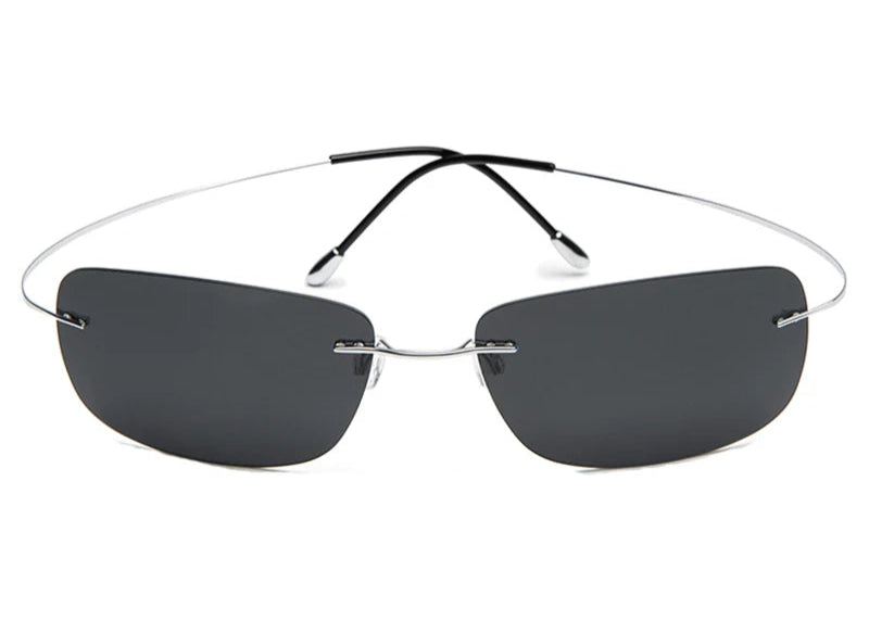 RBB Rimless Square Polarized Sunglasses – Ultralight Pure Titanium Driving Eyewear for Men