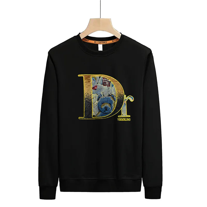 RBB Men’s Embroidered Pullover Hoodie – Long-Sleeved Cotton Sweatshirt Casual Top