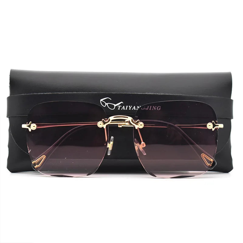 RBB Women’s Rimless Sunglasses – UV400 Gradient Summer Shades