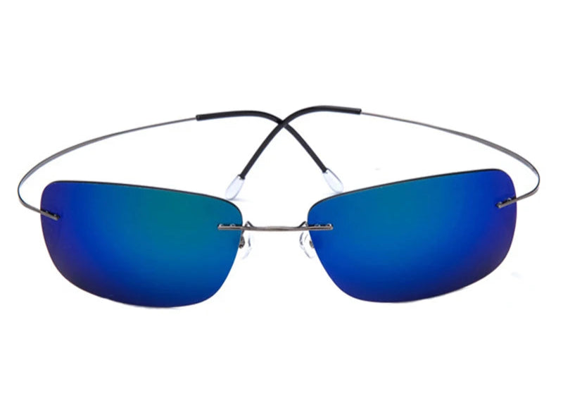 RBB Rimless Square Polarized Sunglasses – Ultralight Pure Titanium Driving Eyewear for Men