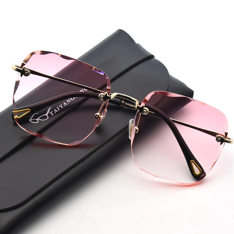 RBB Women’s Rimless Sunglasses – UV400 Gradient Summer Shades