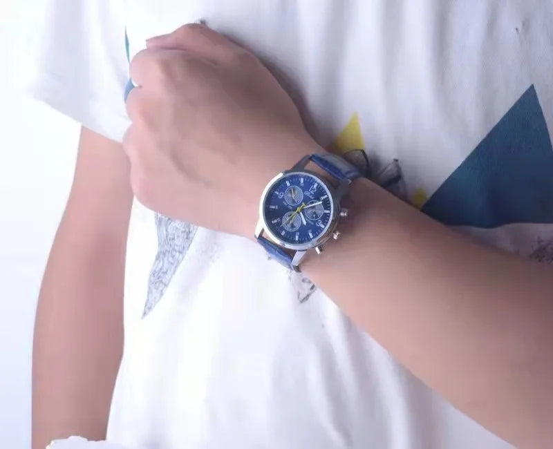 RBB Men's Three-Eye Quartz Watch – Casual Fashion with Multi-Function Dial