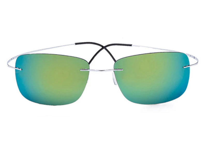 RBB Rimless Square Polarized Sunglasses – Ultralight Pure Titanium Driving Eyewear for Men