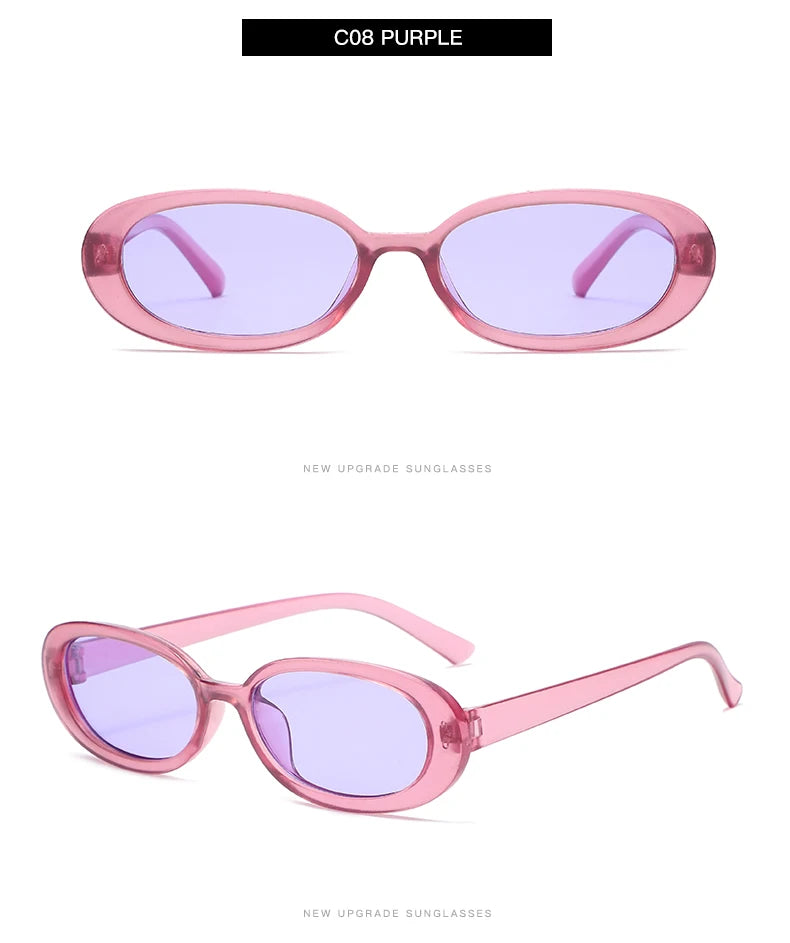 RBB 8-Piece Small Oval Vintage Sunglasses Set for Women – Retro UV400 Classic Shades