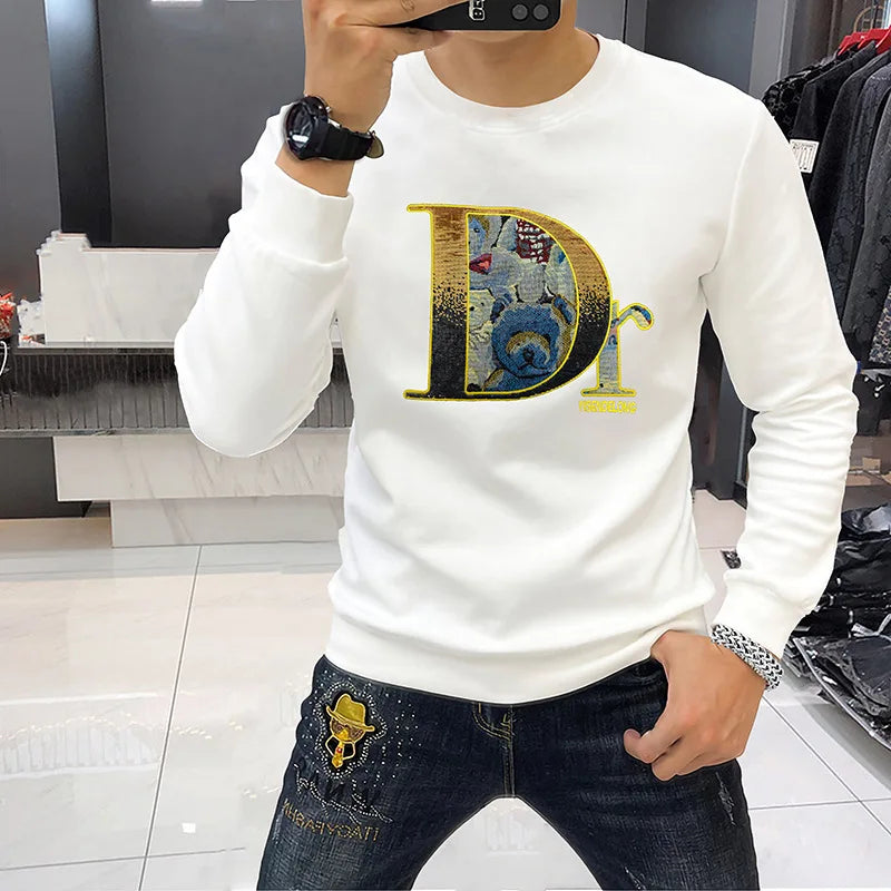 RBB Men’s Embroidered Pullover Hoodie – Long-Sleeved Cotton Sweatshirt Casual Top